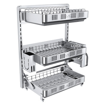 304 stainless steel wall-mounted dish drain rack kitchen storage rack without punching bowls, chopsticks, bowls, plates, and storage rack