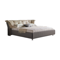 (National supplement) Mousse flagship store leather bed modern simple bed master bedroom soft bed bedroom double high-end atmosphere