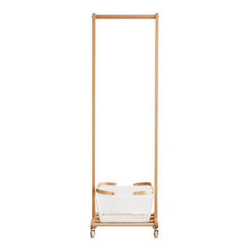 Solid wood dirty laundry basket movable floor-standing household storage