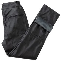 Haining genuine leather trousers for men with first layer cowhide and velvet thickened motorcycle and motorcycle trousers for men with warm fur all in one