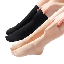 (20 Robe à deux tresses) Printemps Eté Été Chaussée Silk Chaussettes Velvet Acier Chaussettes Résistantes aux courtes Sox Couleur noir Chaussettes noires Chaussettes