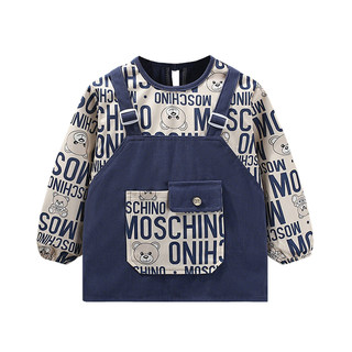 秋冬儿童罩衣宝宝吃饭围兜防水防脏男童灯芯绒洋气护衣围裙反穿衣