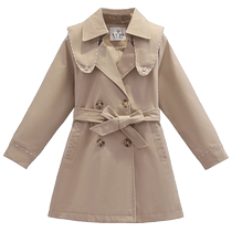 Girls coats spring and autumn 2024 new style British style coats medium and large childrens medium and long autumn coats trendy