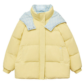 Dm100 contrasting plaid short down jacket