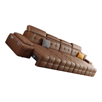 Intelligent sofa high headrest multifunctional leather sofa