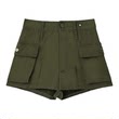 Summer Workwear Army Green Multi-Pocket Shorts for Women