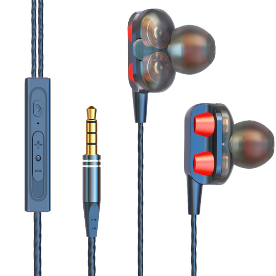 AIMEIER SG四核双动圈重低音耳机有线扁头typec圆孔入耳式高音质