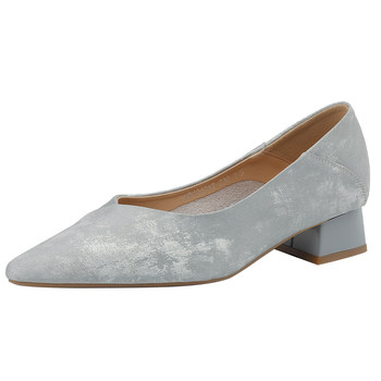 Daphne's new chinese pointed-toe single shoes for women's nude color thick heels Daphne's new chinese pointed-toe single shoes for women's nude color thick heels