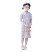 Girls cheongsam summer thin little girls Republic of China style suit girls elementary school students national style improved childrens performance costume