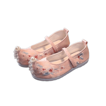 Girls Hanfu Embroidered Shoes 2024 Summer New Ancient Style Embroidered Shoes Breathable Summer Baby Chinese Style Ancient Costume Shoes