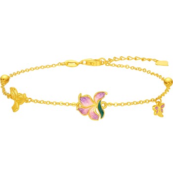 Chao acer flower rhyme iris foot gold bracelet 5g gold handkerchief new chinese enamel gift high-end price