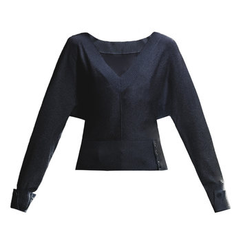 Fragileheart fragile store lazy style bat sleeve v-neck sweater early autumn versatile long-sleeved top