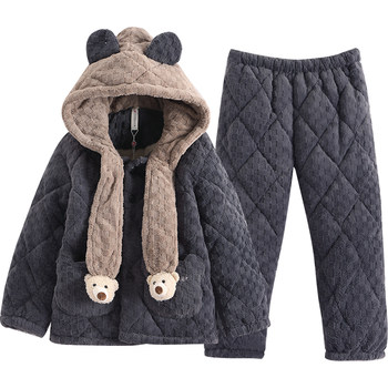 Fenton clothing winter boys' coral velvet quilted pajamas