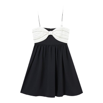 self-portrait 2023 autumn and winter black and white celebrity sweet suspender sleeveless short skirt dress