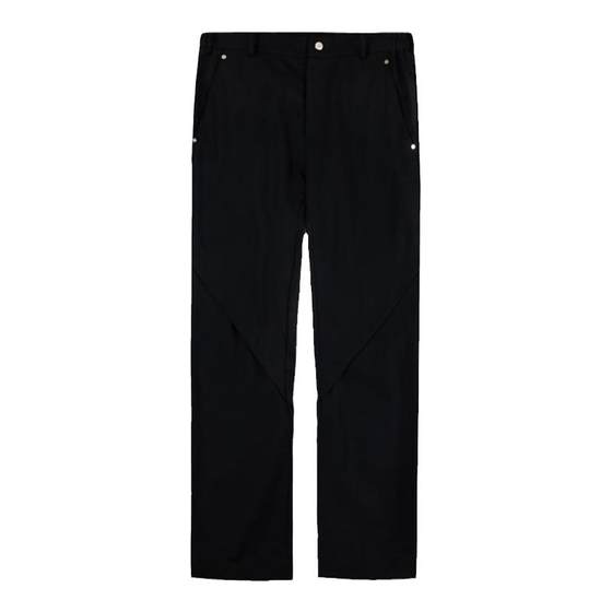 Huandongngmeng solid color simple casual straight stitching men and women VIBE wind loose cleanfit trousers
