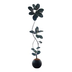 Artificial Green Plant Black Rubber Tree for Living Room Interior Decoration, Vintage-Style Ornament, Faux Tree, High-End Light Luxury Plant