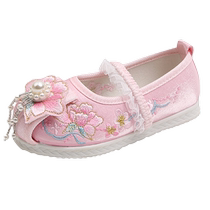 Children Non-slip Old Beijing Cloth Shoes Girl Embroidered Shoes Ancient Clothing Shoes Baby Handmade Hanfu Shoes Gufeng Princess Shoes