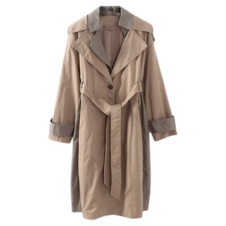 L072      设计感拼接风衣 鸟撤柜女装 一线品牌 剪牌青仓