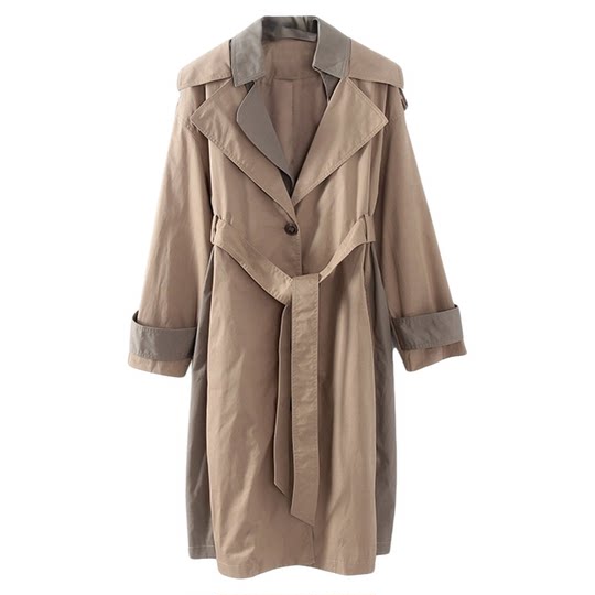 L072      设计感拼接风衣 鸟撤柜女装 一线品牌 剪牌青仓