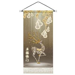 轻奢麋鹿玄关餐厅挂毯民族风卧室床头布艺挂画民宿背景墙装饰画