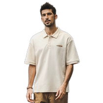 American retro pique cotton heavyweight short-sleeved polo shirt for men in summer handsome loose large size half-sleeved T-shirt for men