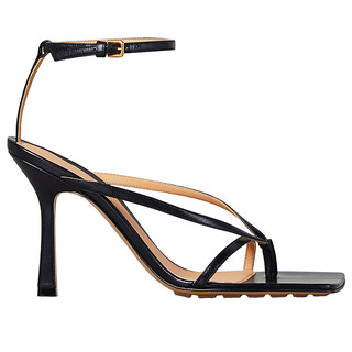 2025新款女真皮 方头绑带高跟凉鞋细跟一字带时尚夹趾脚凉鞋露趾