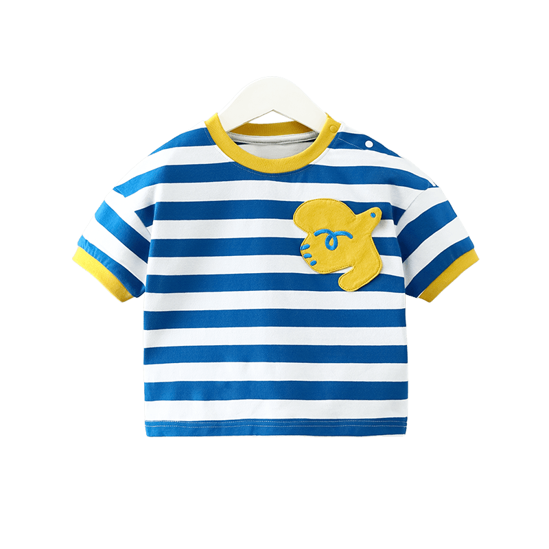 
[Sea Soul Shirt] Qiqi Bear boys short-sleeved T-shirt summer new children's T-shirt baby half-sleeved striped top