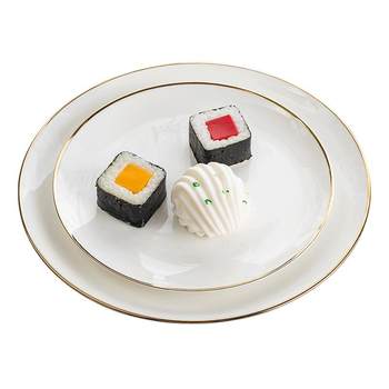 Creative steak plaster porcelain gold edge damaged bag