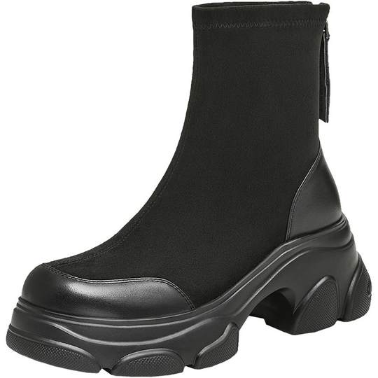 TATA他她喵爪靴2025冬季时装靴弹力靴女靴瘦瘦靴加绒短靴CEG07DZ5