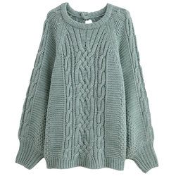 ດູໃບໄມ້ລົ່ນແລະລະດູຫນາວແບບເກົາຫຼີ chic ວ່າງ pullover lazy style thickened ອົບອຸ່ນ sweater jacket retro irregular knitted sweater ສໍາລັບແມ່ຍິງ