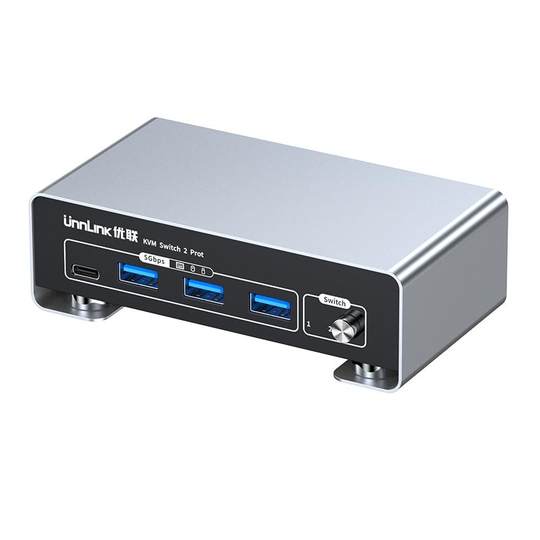 优联kvm切换器dp二进一出一套键盘鼠标控制两台电脑两台二主机共用一个显示器usb打印机共享分配切屏器