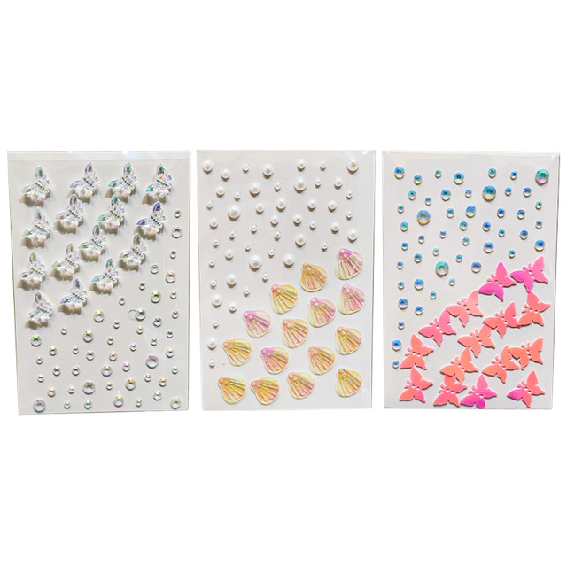 Girls three-dimensional butterfly stickers children's makeup face stickers jewelry performance girl princess eye accessories rhinestone stickers