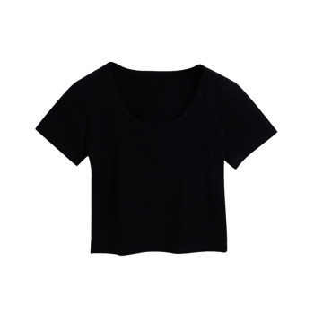 Black modal t-shirt women's short sleeve cropped top