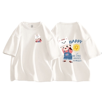 Cartoon parent-child wear 2024 new style family of three summer clothes short-sleeved cotton T-shirt trendy parent-child wear mother and daughter casual