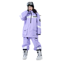 oddivski new purple ski suit womens windproof waterproof warm suit snowboard equipment full set of ski pants