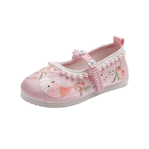 Hanfu shoes for girls Chinese style antique costume performance shoes old Beijing childrens cloth shoes baby girls beaded embroidered shoes