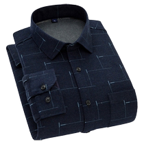 Warm shirt mens long-sleeved velvet thickened underwear for middle-aged and elderly dads pure cotton loose youth top shirt