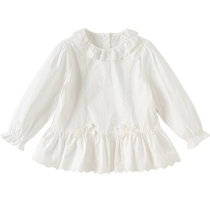 David Bella Girls Skirt Top 2024 Spring New Baby Girl White Bottoming Shirt Childrens Solid Color T-Shirt