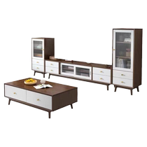 Signmaker all solid wood TV cabinet coffee table Nordic small apartment living room storage floor cabinet sliding door TV cabinet