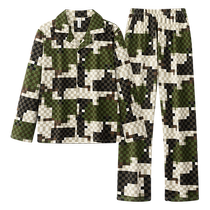 Gongdie (light and soft) spring and autumn mens pajamas pure cotton long-sleeved camouflage pixel large size home clothes can be worn outside