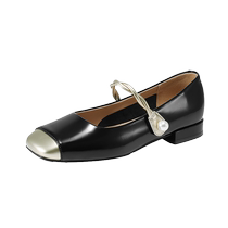 Daphne French silver single shoes womens summer low-heeled womens shoes 2024 new style small fragrant Mary Jane shoes small leather shoes