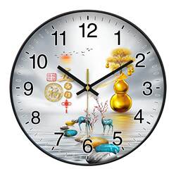 Wall Clock, Simple and Elegant, Home Living Room Decoration, Good Fortune and Five Blessings, No-Drill Quartz Clock
