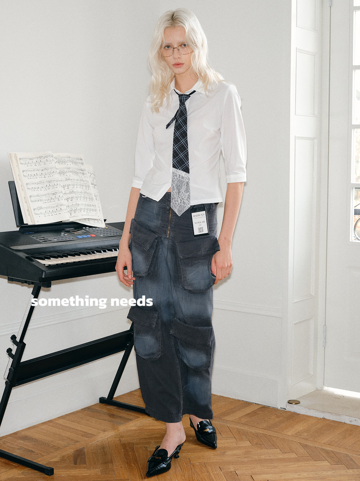 Zheng Baiwan Designer Lace Plaid Patchwork Tie for Women, Lazy Style, 25, New Style, Sweet and Cool Korean Style