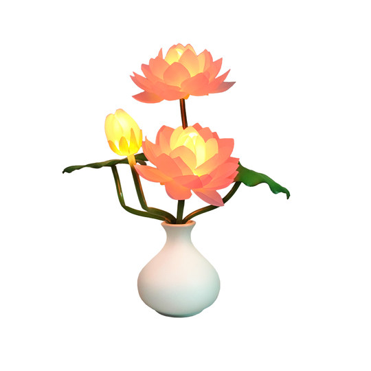 佛前灯USB插电莲花灯供佛长明灯LED观音供灯家用仿真荷花灯摆件