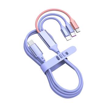 Type-C Interface to One-To-Three 3-in-1 Type-C Fast Charging Data Cable, Pd60W Three-Head Car Charger, One-To-Two Multi-Head Charging Cable, Multi-Functional, Suitable for Apple, Huawei, Three-Wire Android Phones