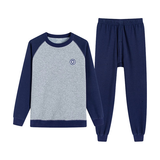 贴身领域保暖内衣男加厚加绒青少年男士保暖衣服套装冬季可外穿