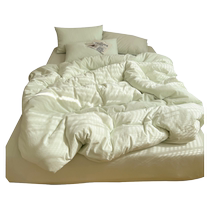 ins simple cotton bed four-piece set pure cotton 2024 new quilt cover bed sheet student dormitory three-piece bedding set 4