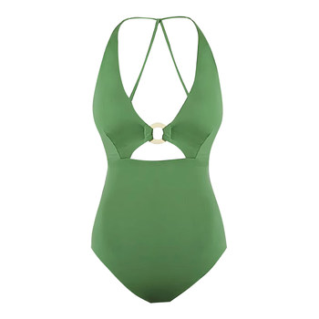 Women's green one-piece swimsuit