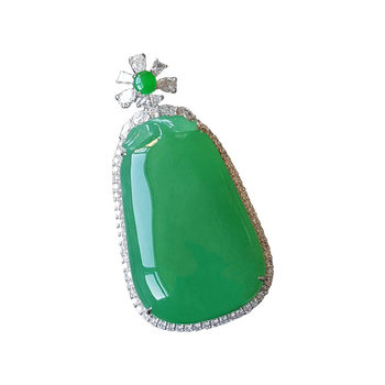 Myanmar grade a jadeite ice species jade melon pendant 18k