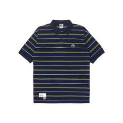 Aape flagship store men's spring and summer contrast stripes simple retro letter print lapel shirt POLO 1254XXK